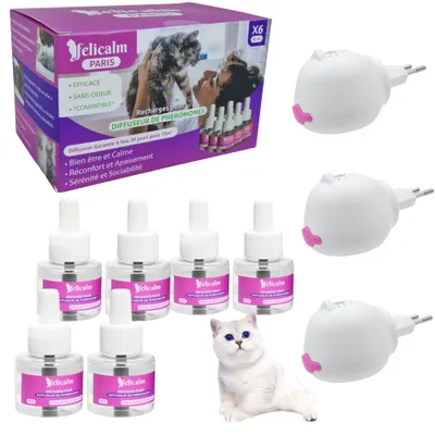 Felicalm Pack Chat – 2 Diffuseurs + 4 recharges de phéromones apaisantes