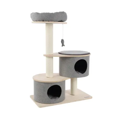 Arbre a chat avec niches et panier Arbre a chat avec niches et panier