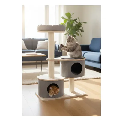 Arbre a chat avec niches et panier
