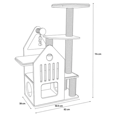 Arbre à chat maisonnette et plateforme