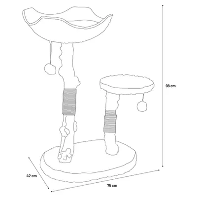 Arbre à chat design avec corde et panier