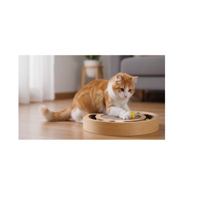 Jeu a gratter pour chat en carton rond et balles sonores 33 cm