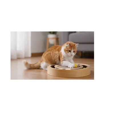 Jeu a gratter pour chat en carton rond et balles sonores 33 cm
