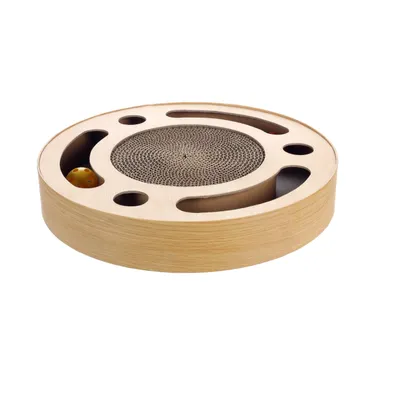 Jeu a gratter pour chat en carton rond et balles sonores 33 cm