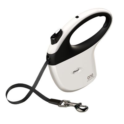 Laisse à enrouleur Flexi Sangle Blanc Noir