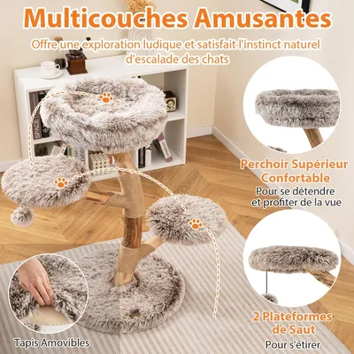 Giantex Arbre a Chat Design Naturel en Bois Poirier Massif, avec Tronc Giantex Arbre a Chat Design Naturel en Bois Poirier Massif, avec Tronc