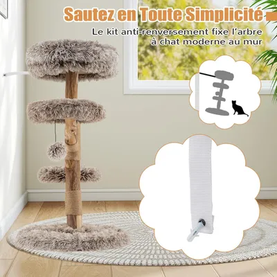 Giantex Arbre a Chat Design Naturel en Bois Poirier Massif, avec Tronc Giantex Arbre a Chat Design Naturel en Bois Poirier Massif, avec Tronc