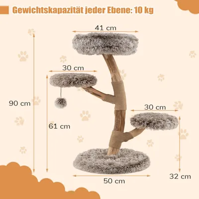 Giantex Kratzbaum Im Naturdesign Aus Massivem Birnenholz, Mit Stamm Giantex Kratzbaum Im Naturdesign Aus Massivem Birnenholz, Mit Stamm