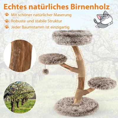 Giantex Kratzbaum Im Naturdesign Aus Massivem Birnenholz, Mit Stamm Giantex Kratzbaum Im Naturdesign Aus Massivem Birnenholz, Mit Stamm