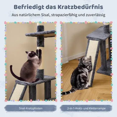 Giantex Kratzbaum Mit Häuschen Und Leiter, 2 Große Plattformen Giantex Kratzbaum Mit Häuschen Und Leiter, 2 Große Plattformen