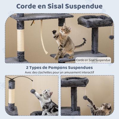 Giantex Arbre à Chat avec Condo et Échelle, 2 Grandes Plateformes