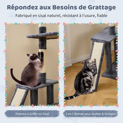 Giantex Arbre à Chat avec Condo et Échelle, 2 Grandes Plateformes