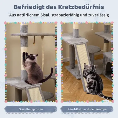 Giantex Kratzbaum Mit Häuschen Und Leiter, 2 Große Plattformen Giantex Kratzbaum Mit Häuschen Und Leiter, 2 Große Plattformen