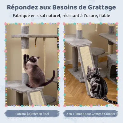 Giantex Arbre à Chat avec Condo et Échelle, 2 Grandes Plateformes Giantex Arbre à Chat avec Condo et Échelle, 2 Grandes Plateformes