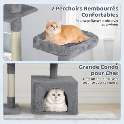 GIANTEX Arbre à Chat avec Condo et Échelle, 2 Grandes Plateformes
