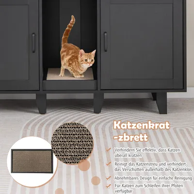 GIANTEX 3-in-1-Katzenklo, 2 Türen Mit Abnehmbaren Beinen GIANTEX 3-in-1-Katzenklo, 2 Türen Mit Abnehmbaren Beinen