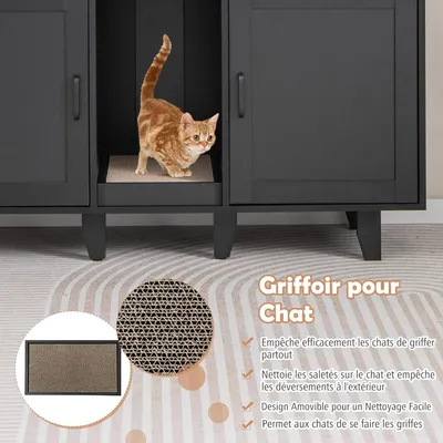 GIANTEX 3 en 1 Maison de Toilette pour Chat,2 Porte avec Pieds Amovibles GIANTEX 3 en 1 Maison de Toilette pour Chat,2 Porte avec Pieds Amovibles