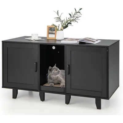 GIANTEX 3 en 1 Maison de Toilette pour Chat,2 Porte avec Pieds Amovibles GIANTEX 3 en 1 Maison de Toilette pour Chat,2 Porte avec Pieds Amovibles
