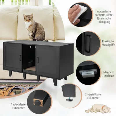 GIANTEX 3-in-1-Katzenklo, 2 Türen Mit Abnehmbaren Beinen GIANTEX 3-in-1-Katzenklo, 2 Türen Mit Abnehmbaren Beinen