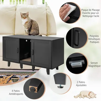 GIANTEX 3 en 1 Maison de Toilette pour Chat,2 Porte avec Pieds Amovibles GIANTEX 3 en 1 Maison de Toilette pour Chat,2 Porte avec Pieds Amovibles