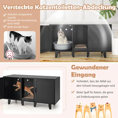 GIANTEX 3-in-1-Katzenklo, 2 Türen Mit Abnehmbaren Beinen GIANTEX 3-in-1-Katzenklo, 2 Türen Mit Abnehmbaren Beinen