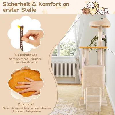 Giantex Kratzbaum Mit Gemütlichem Haus Und Plattform Giantex Kratzbaum Mit Gemütlichem Haus Und Plattform