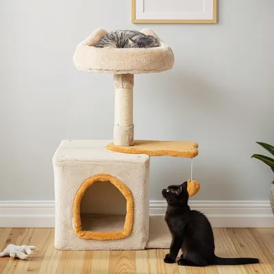 Giantex Katzenbaum Im Plüsch-Design Mit 3 Ebenen, Kratzbaum Für Katzen Giantex Katzenbaum Im Plüsch-Design Mit 3 Ebenen, Kratzbaum Für Katzen