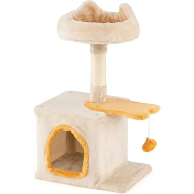 Giantex Arbre a Chat Design 3 Niveaux en Peluche,Tour pour Chat à