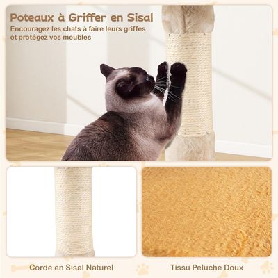 Giantex Arbre a Chat Design 3 Niveaux en Peluche,Tour pour Chat à