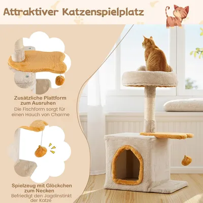 Giantex Katzenbaum Im Plüsch-Design Mit 3 Ebenen, Kratzbaum Für Katzen Giantex Katzenbaum Im Plüsch-Design Mit 3 Ebenen, Kratzbaum Für Katzen
