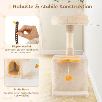 Giantex Katzenbaum Im Plüsch-Design Mit 3 Ebenen, Kratzbaum Für Katzen Giantex Katzenbaum Im Plüsch-Design Mit 3 Ebenen, Kratzbaum Für Katzen