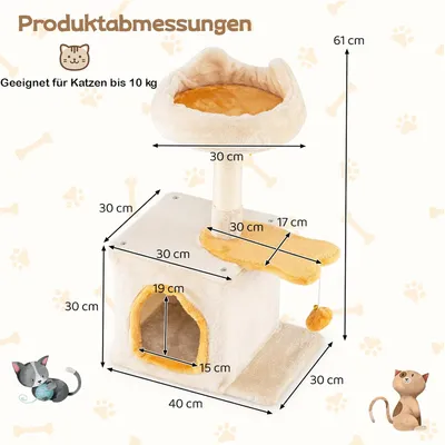 Giantex Katzenbaum Im Plüsch-Design Mit 3 Ebenen, Kratzbaum Für Katzen Giantex Katzenbaum Im Plüsch-Design Mit 3 Ebenen, Kratzbaum Für Katzen