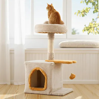 Giantex Arbre a Chat Design 3 Niveaux en Peluche,Tour pour Chat à