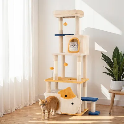 Giantex Aktivitätszentrum Mit Höhlen, Spielzeug Und Kratzsäulen Giantex Aktivitätszentrum Mit Höhlen, Spielzeug Und Kratzsäulen