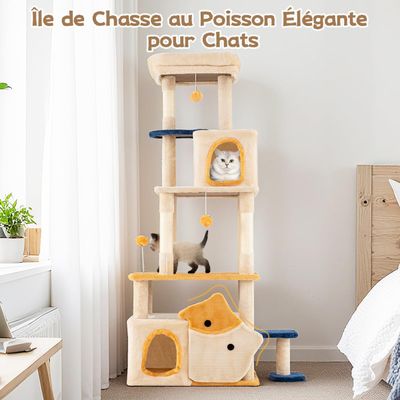 Giantex Arbre a Chat Design XXL à Multi-Niveaux,en Peluche avec 2 Condos