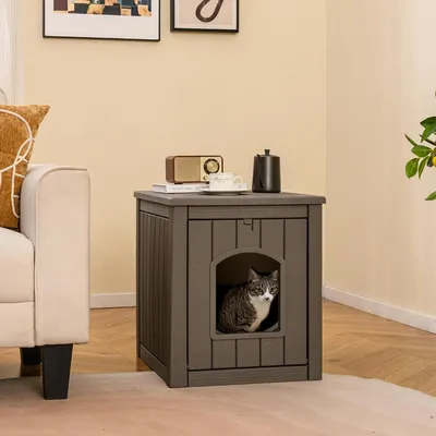 Giantex couchage et mobiliere Meuble Litiere Chat avec Porte Rabattable