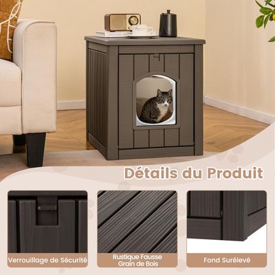 Giantex couchage et mobiliere Meuble Litiere Chat avec Porte Rabattable