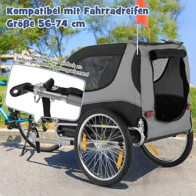 GIANTEX Fahrrad-Haustieranhänger Mit 3 Eingängen Und Reflektoren GIANTEX Fahrrad-Haustieranhänger Mit 3 Eingängen Und Reflektoren