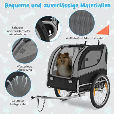 GIANTEX Fahrrad-Haustieranhänger Mit 3 Eingängen Und Reflektoren GIANTEX Fahrrad-Haustieranhänger Mit 3 Eingängen Und Reflektoren