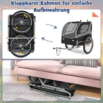 GIANTEX Fahrrad-Haustieranhänger Mit 3 Eingängen Und Reflektoren GIANTEX Fahrrad-Haustieranhänger Mit 3 Eingängen Und Reflektoren