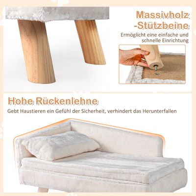 Giantex Luxus Haustiersofa Mit Rückenlehne, Kissen Und Stabilen Holzbeinen
