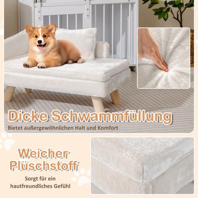 Giantex Luxus Haustiersofa Mit Rückenlehne, Kissen Und Stabilen Holzbeinen