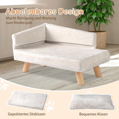 Giantex Luxus Haustiersofa Mit Rückenlehne, Kissen Und Stabilen Holzbeinen