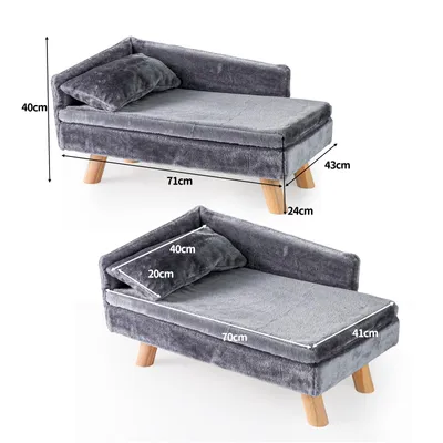 Giantex Luxus Haustiersofa Mit Rückenlehne, Kissen Und Stabilen Holzbeinen Giantex Luxus Haustiersofa Mit Rückenlehne, Kissen Und Stabilen Holzbeinen