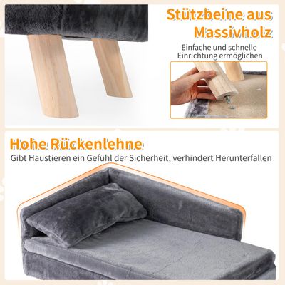 Giantex Luxus Haustiersofa Mit Rückenlehne, Kissen Und Stabilen Holzbeinen