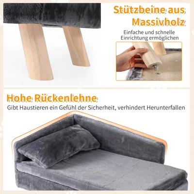 Giantex Luxus Haustiersofa Mit Rückenlehne, Kissen Und Stabilen Holzbeinen Giantex Luxus Haustiersofa Mit Rückenlehne, Kissen Und Stabilen Holzbeinen