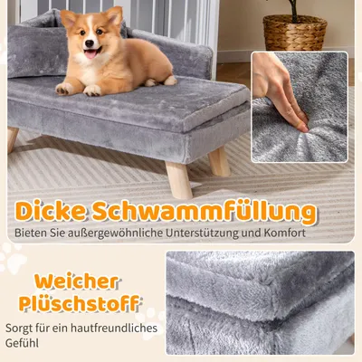Giantex Luxus Haustiersofa Mit Rückenlehne, Kissen Und Stabilen Holzbeinen Giantex Luxus Haustiersofa Mit Rückenlehne, Kissen Und Stabilen Holzbeinen