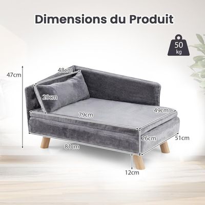 Giantex Canapé pour Chien Grand, Moyenne Taille, 83,5x54x47 CM