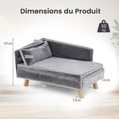 Giantex Canapé pour Chien Grand, Moyenne Taille, 83,5x54x47 CM