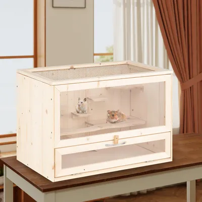 Giantex Hamsterkäfig Aus Tannenholz, Klappdach Aus Metallgitter Giantex Hamsterkäfig Aus Tannenholz, Klappdach Aus Metallgitter
